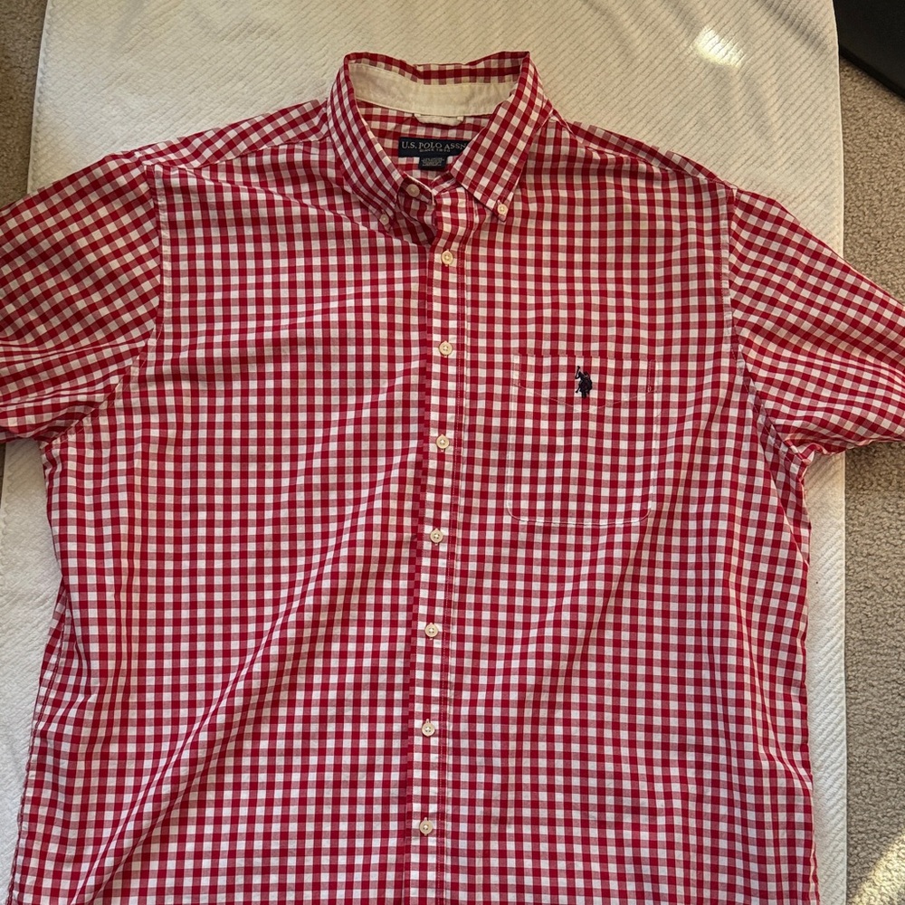 U.S. Polo Assn. Red and White Checkered Shirt